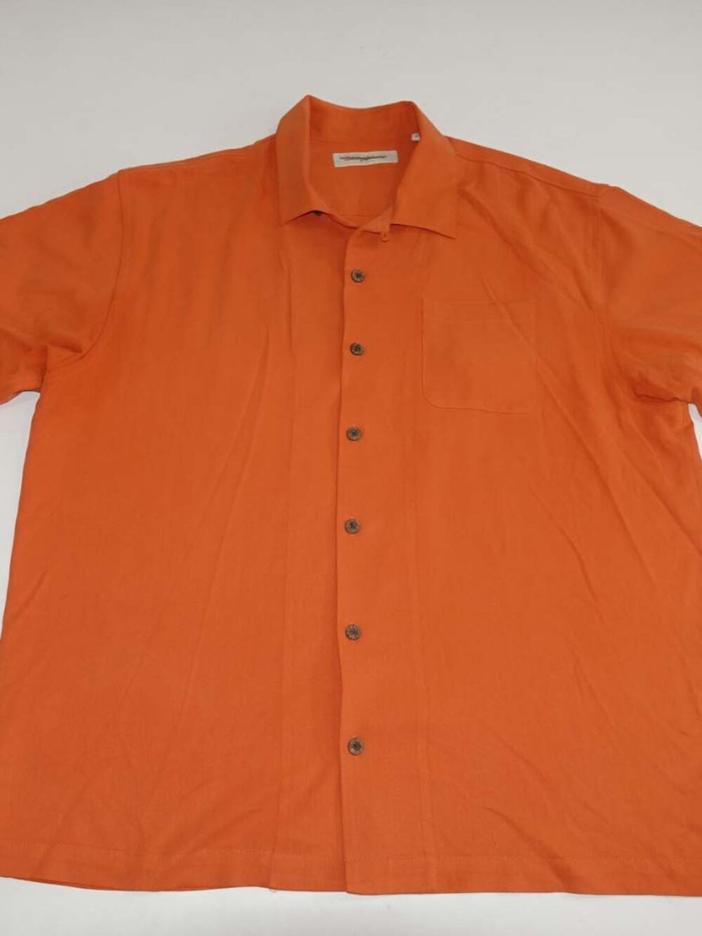 Tommy Bahama Men's 100% Silk Camp Button Front Shirt Size XL Orange Herringbone